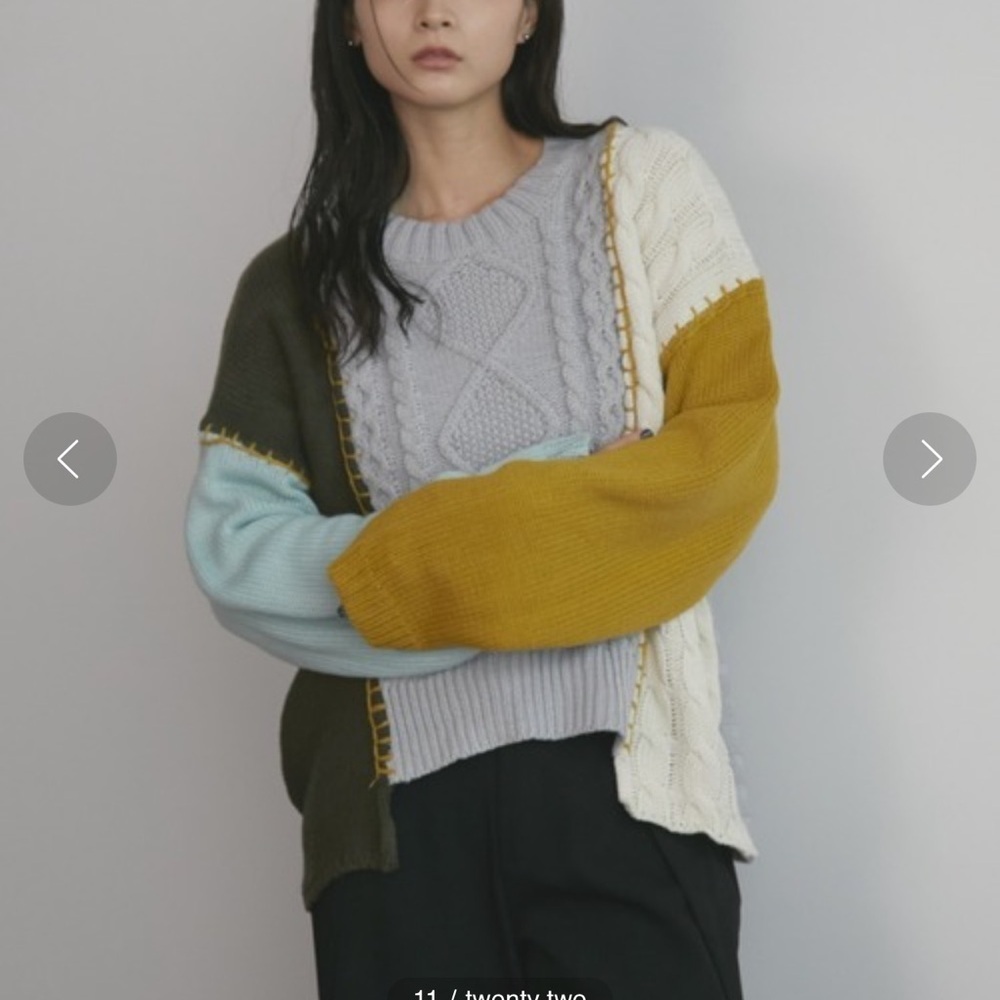 MERLOT Random Stitch Loose Knit color block sweater one size purchased in Japan - Picture 5 of 15